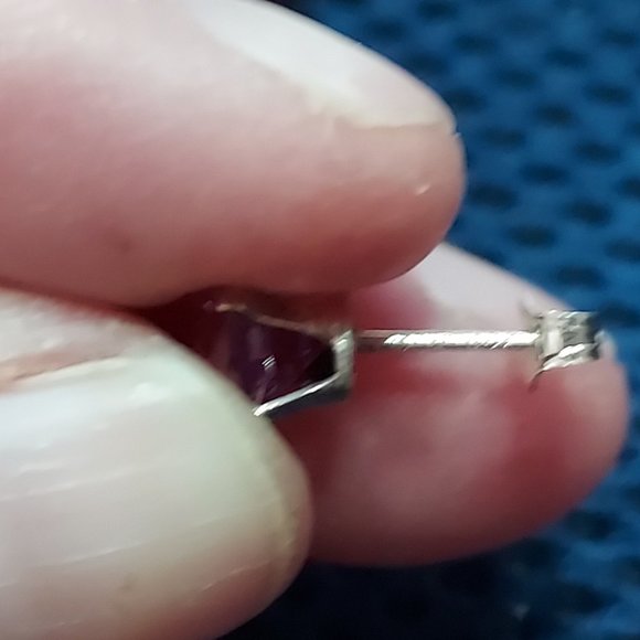 Single Sterling Pink Tourmaline 5mm earring stud - Picture 5 of 6